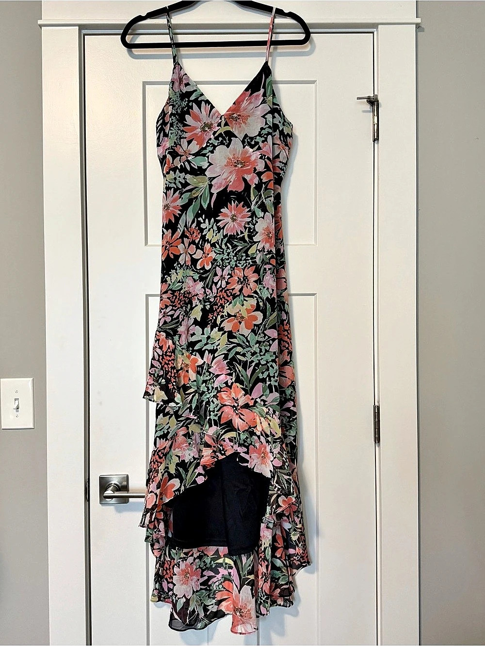 Floral Maxi Dress in Black & Pink